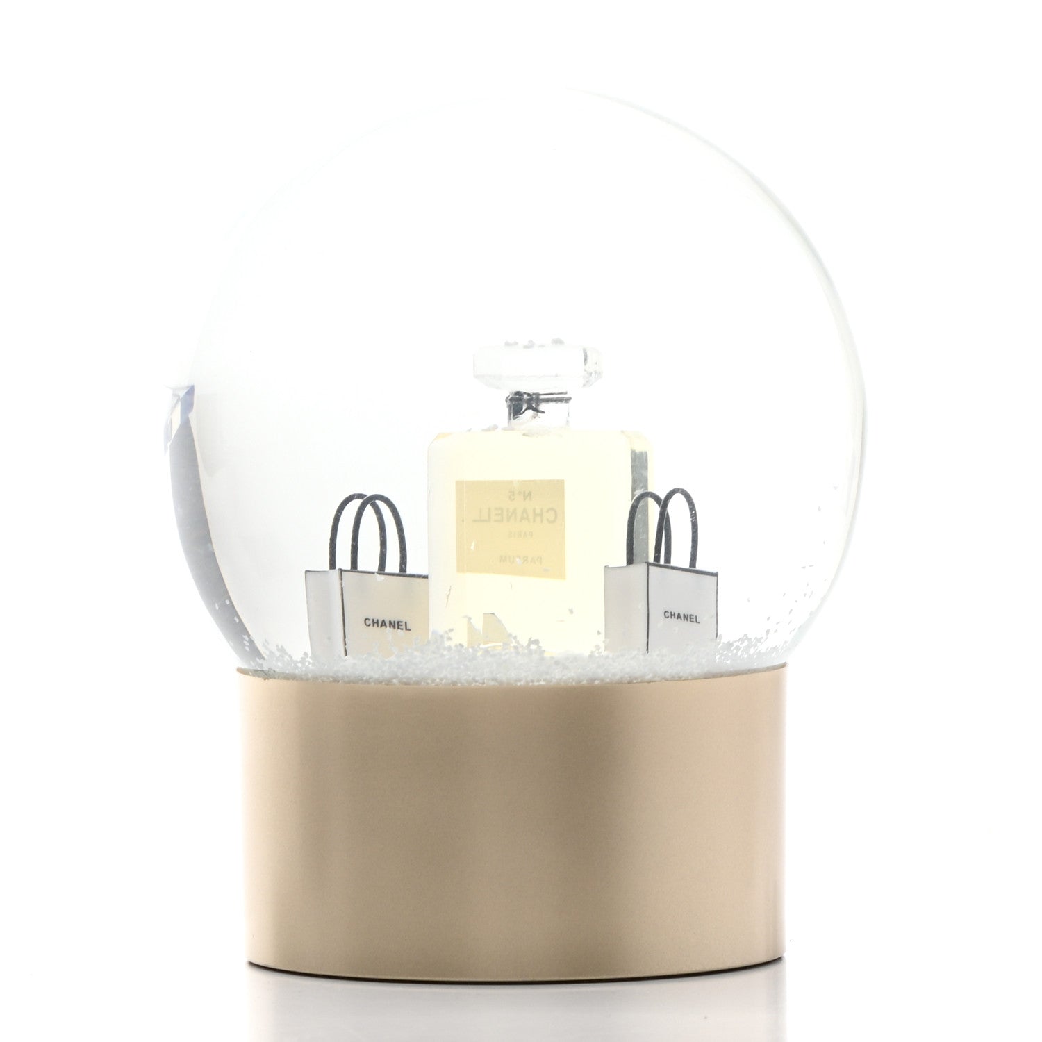 Chanel Glass N°5 Perfume Bottle Snow Globe Gold 3 of 7