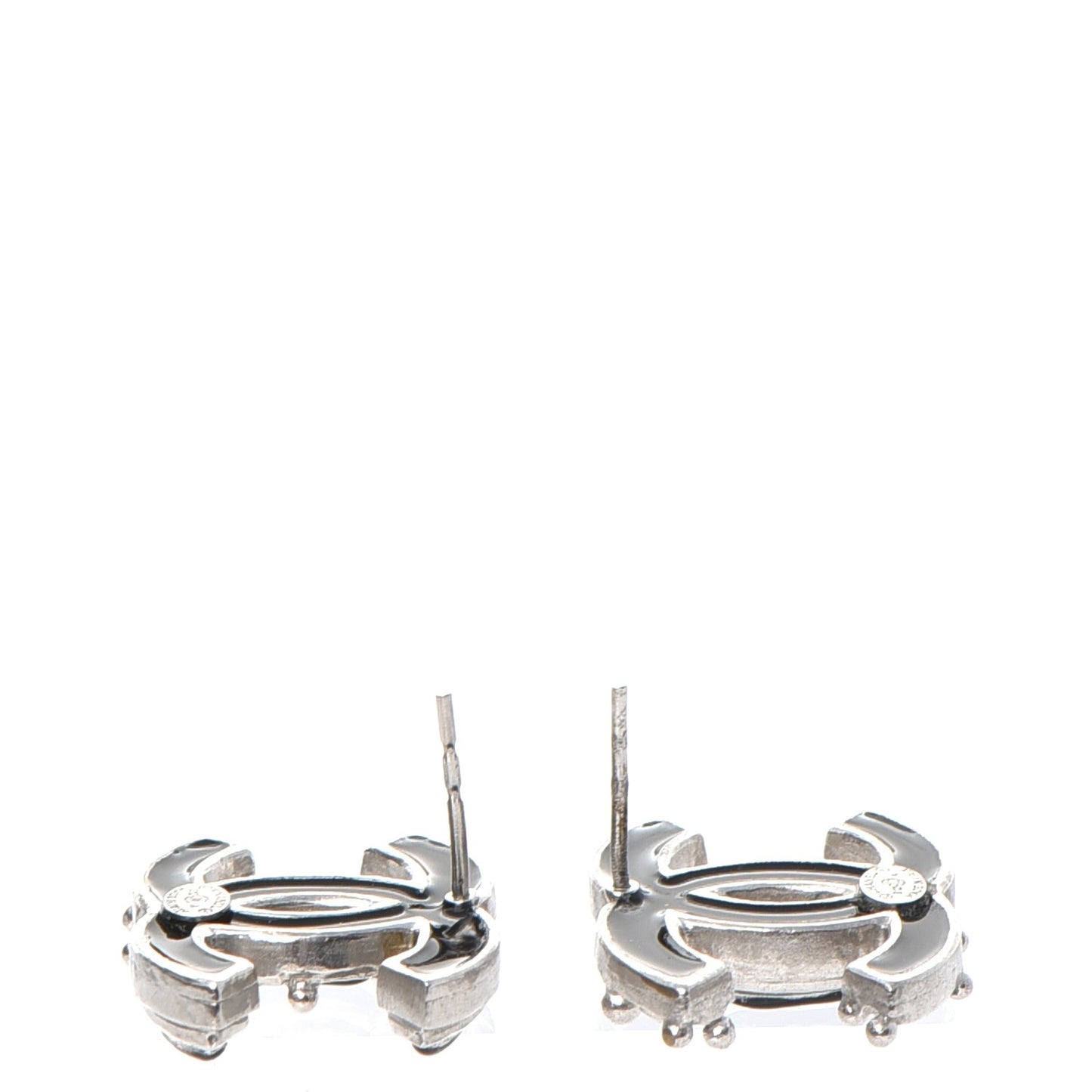 Enamel CC Earrings Black Silver