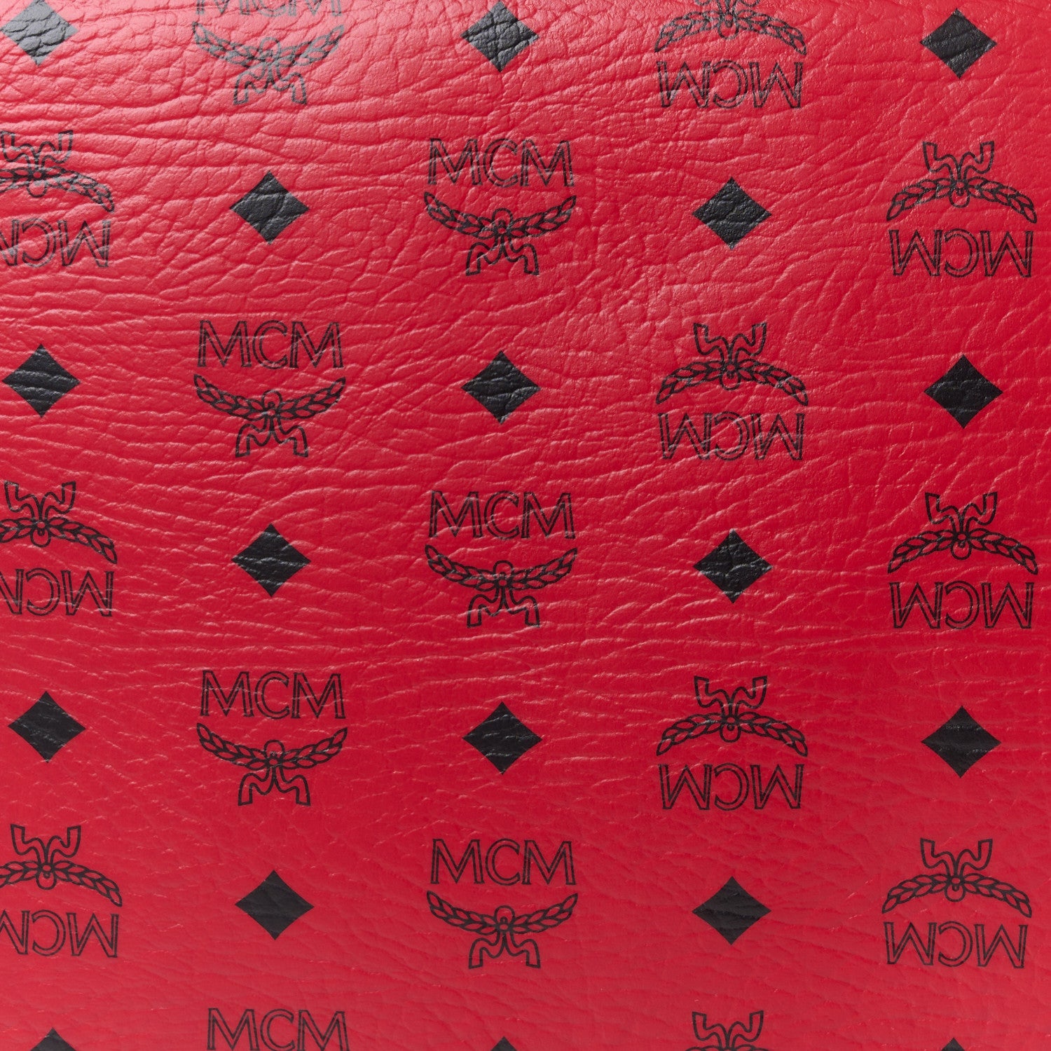 MCM Visetos Liz Shopper Tote Pouch Ruby Red 8 of 10