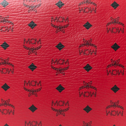 MCM Visetos Liz Shopper Tote Pouch Ruby Red 8 of 10