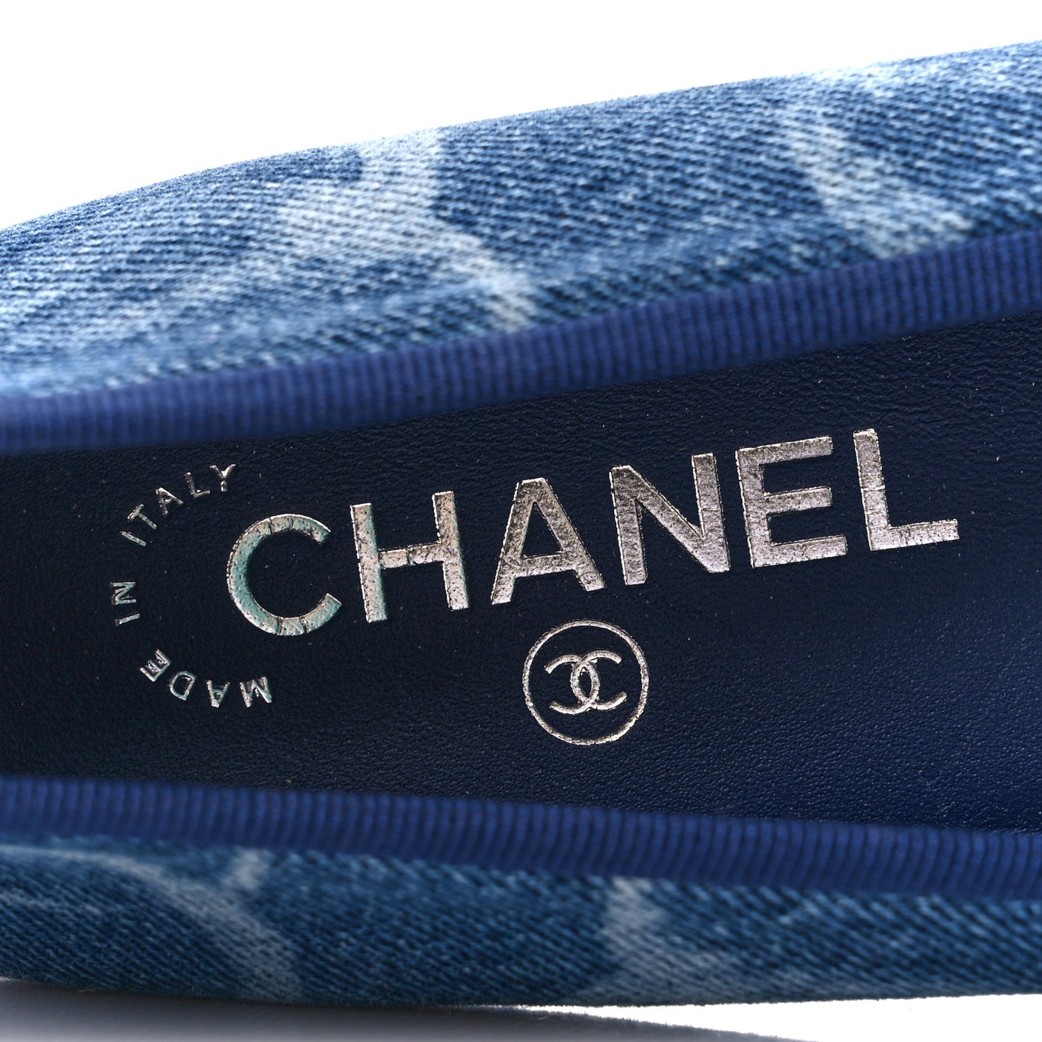 Chanel Denim Printed CC Cap Toe Ballerina Flats 38.5 Blue White 8 of 9