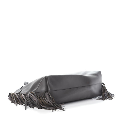 Saint Laurent Calfskin Large Fringe Shopping Tote Dark Grey 4 of 10