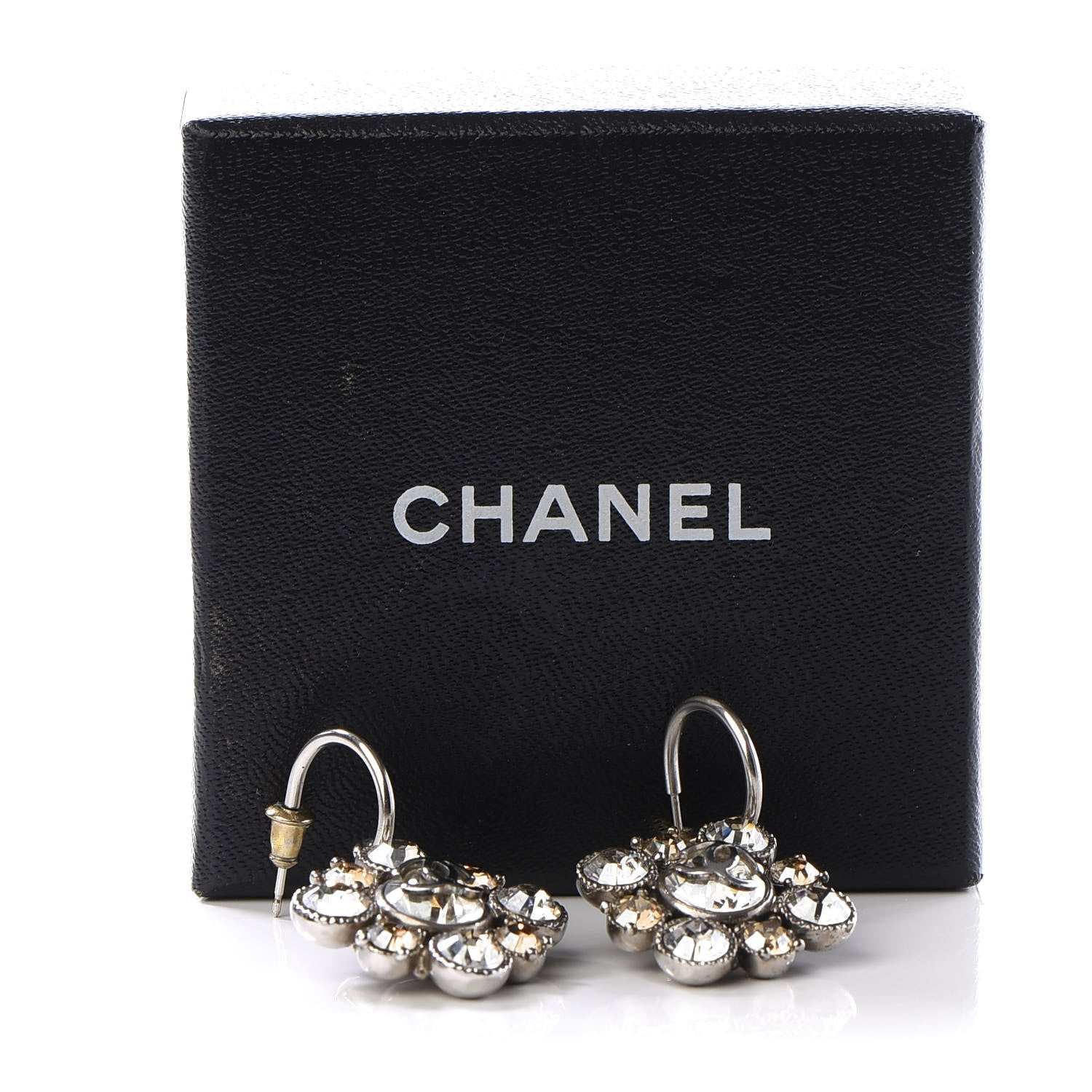 Chanel Crystal CC Dangle Earrings Silver 5 of 5