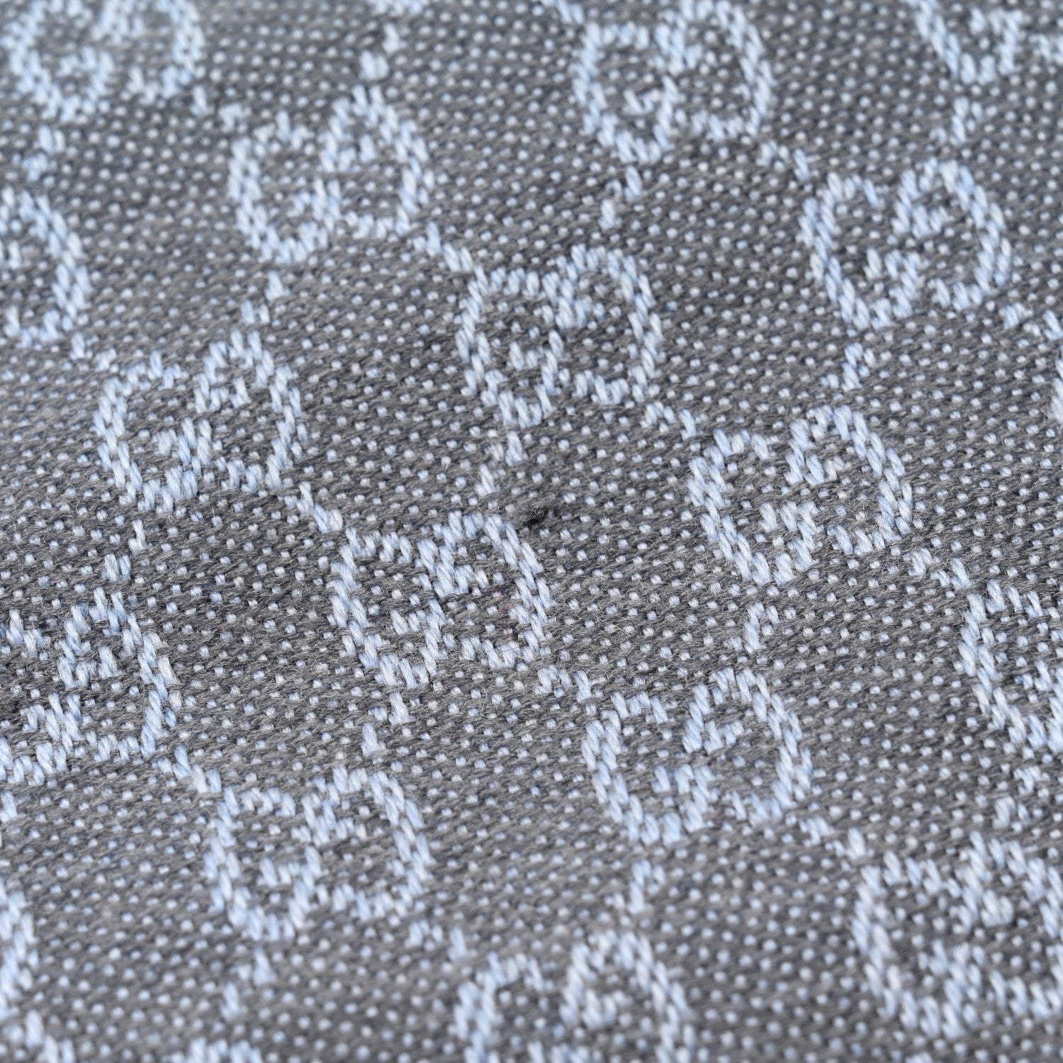 Gucci Wool GG Monogram Reversible New Sten Fringe Scarf Flannel Sky Blue 6 of 6