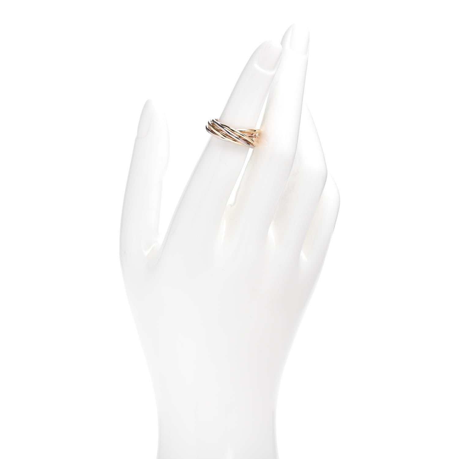 Cartier 18K Pink Yellow White Gold 7 Band Trinity Ring 48 4.5 2 of 4