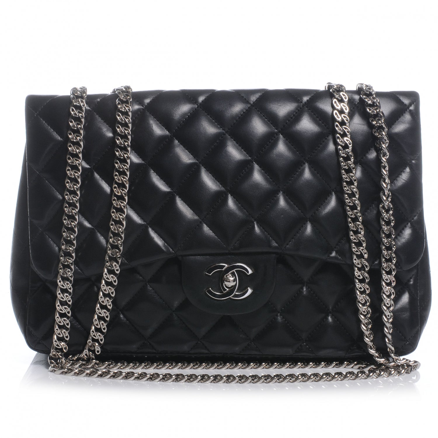 Chanel Lambskin Jumbo Flap w Bijoux Chain Black 1 of 8
