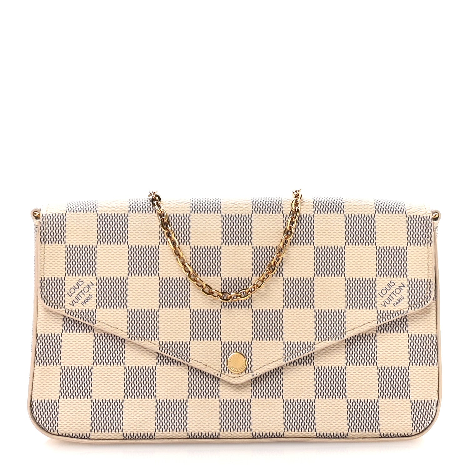 Louis Vuitton Damier Azur Pochette Felicie Chain Wallet Rose Ballerine 1 of 11