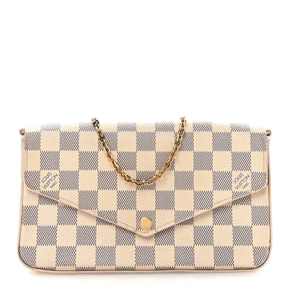 Louis Vuitton Damier Azur Pochette Felicie Chain Wallet Rose Ballerine 1 of 11