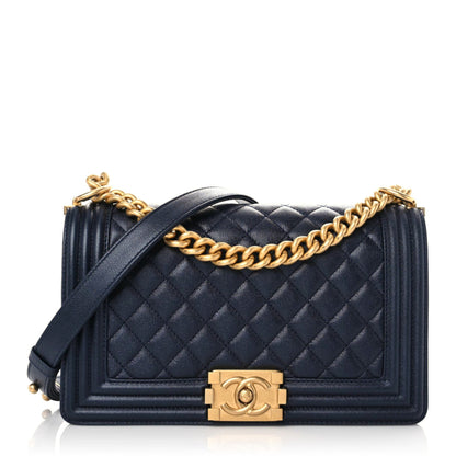 Chanel Pearly Caviar Quilted Medium Boy Flap Blue 1 of 10