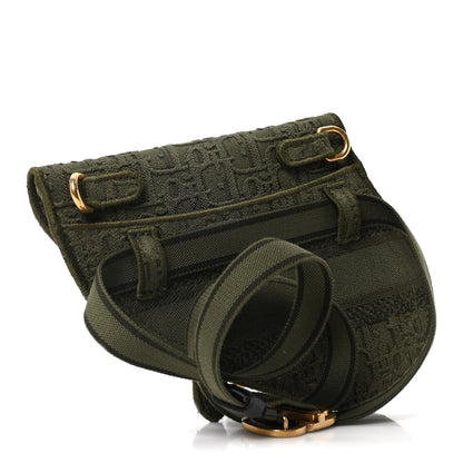 Christian Dior Oblique Embroidered Slim Saddle Belt Pouch Green 3 of 10