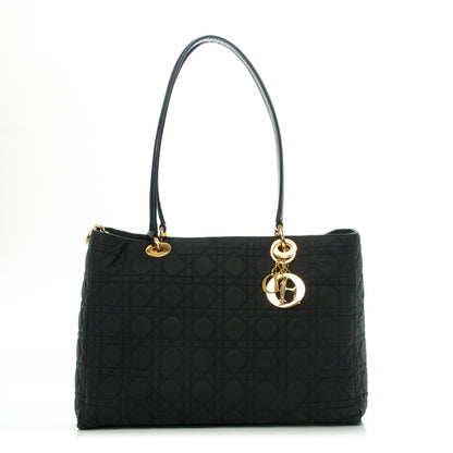 Christian Dior Nylon Cannage Large Lady Dior Tote Black Navy 1 of 6