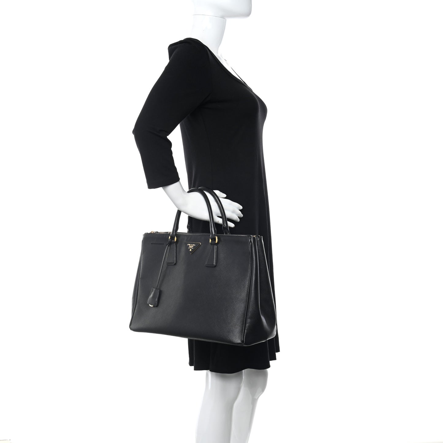 Saffiano Large Galleria Double Zip Tote Black