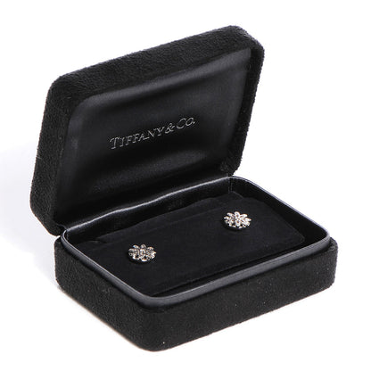 Tiffany 18k White Gold Diamond Flower Stud Earrings 5 of 5