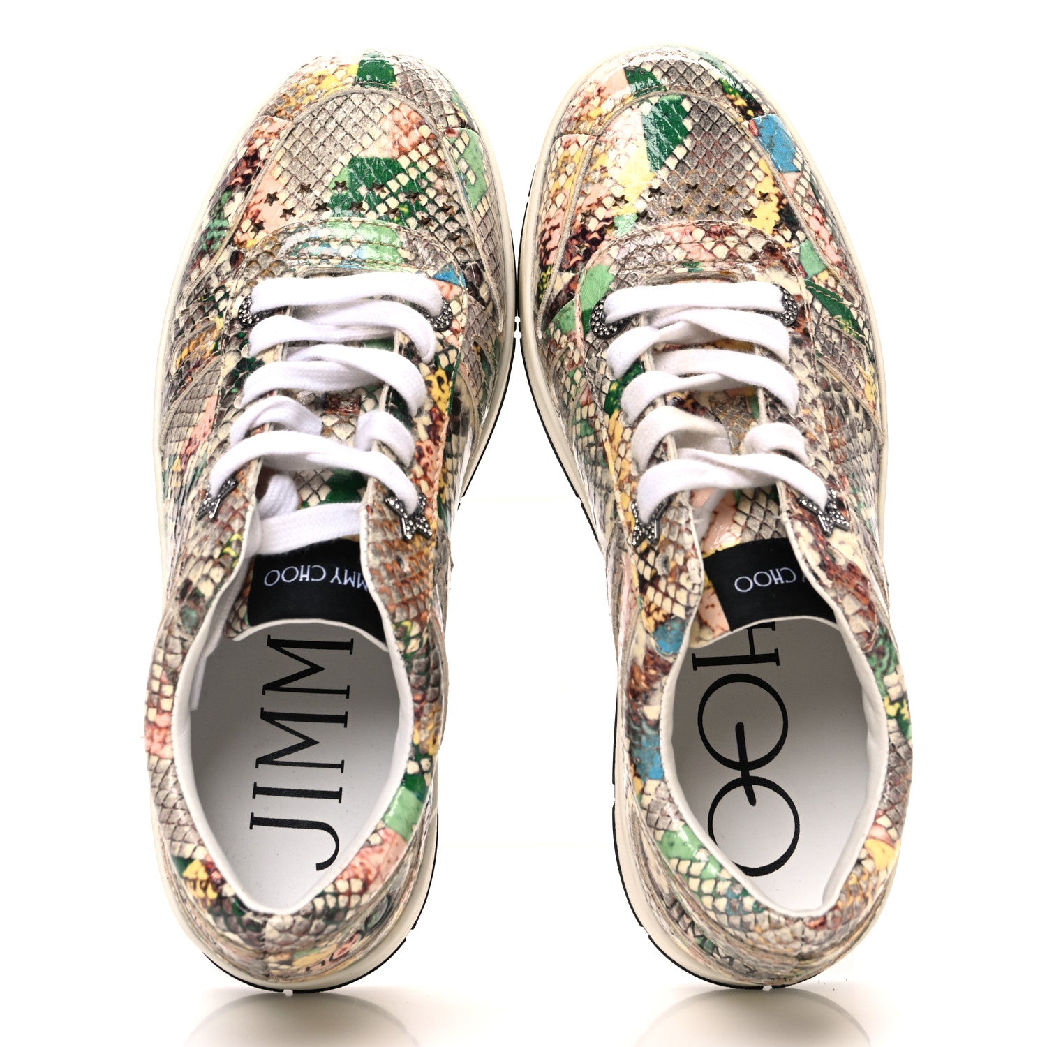 Jimmy Choo Calfskin Snakeskin Embossed Flatform Sneakers 36 Multicolor 2 of 9