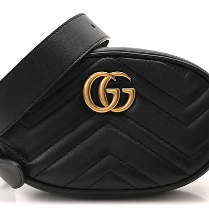 Gucci Calfskin Matelasse GG Marmont Belt Bag 95 38 Black 8 of 10