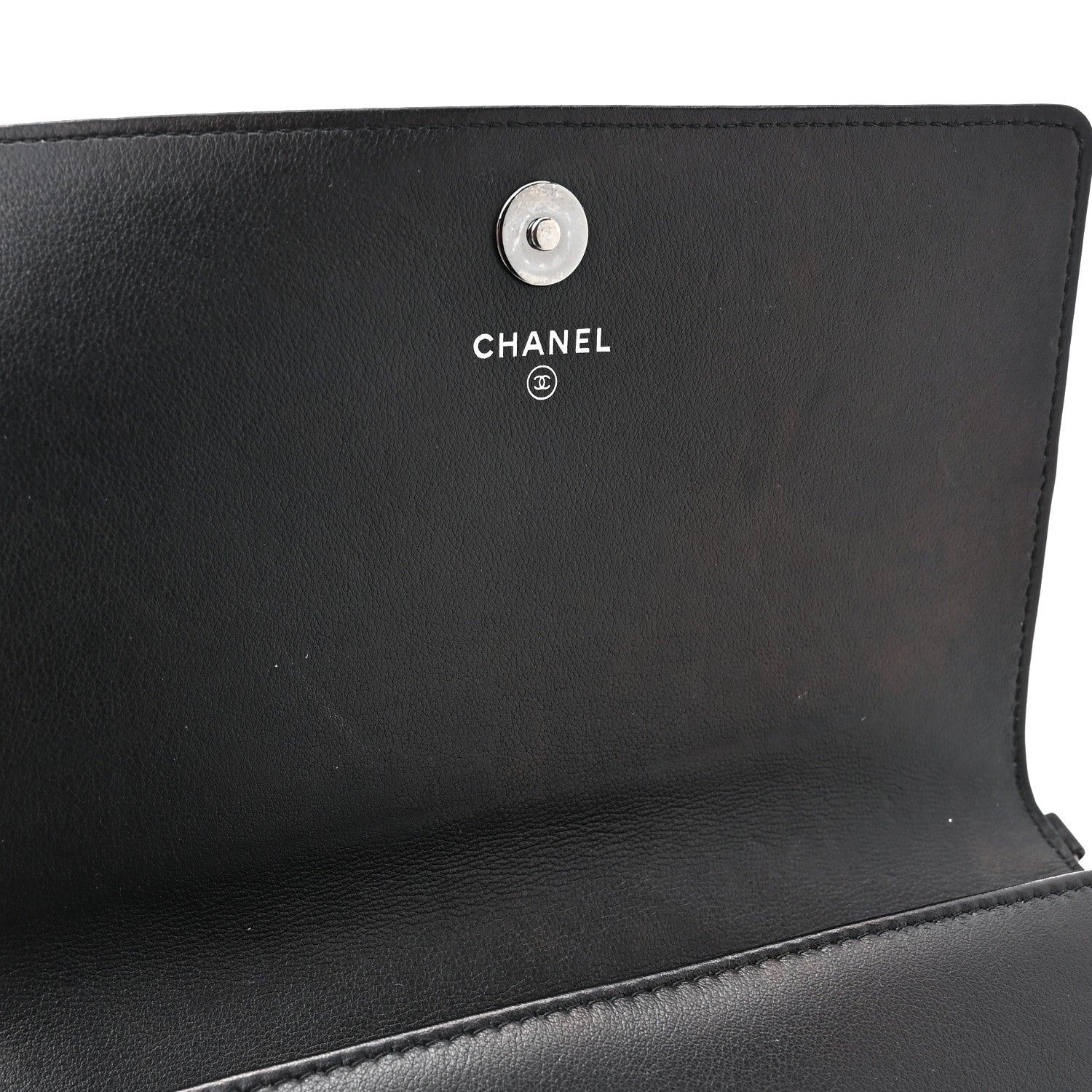 Chanel Metallic Goatskin Boy Wallet On Removable Chain WOC Black Silver 15 of 19