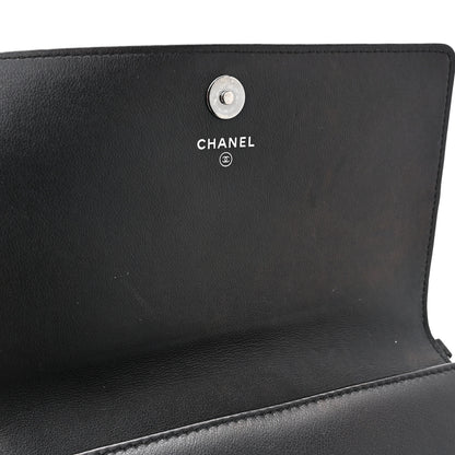 Chanel Metallic Goatskin Boy Wallet On Removable Chain WOC Black Silver 15 of 19