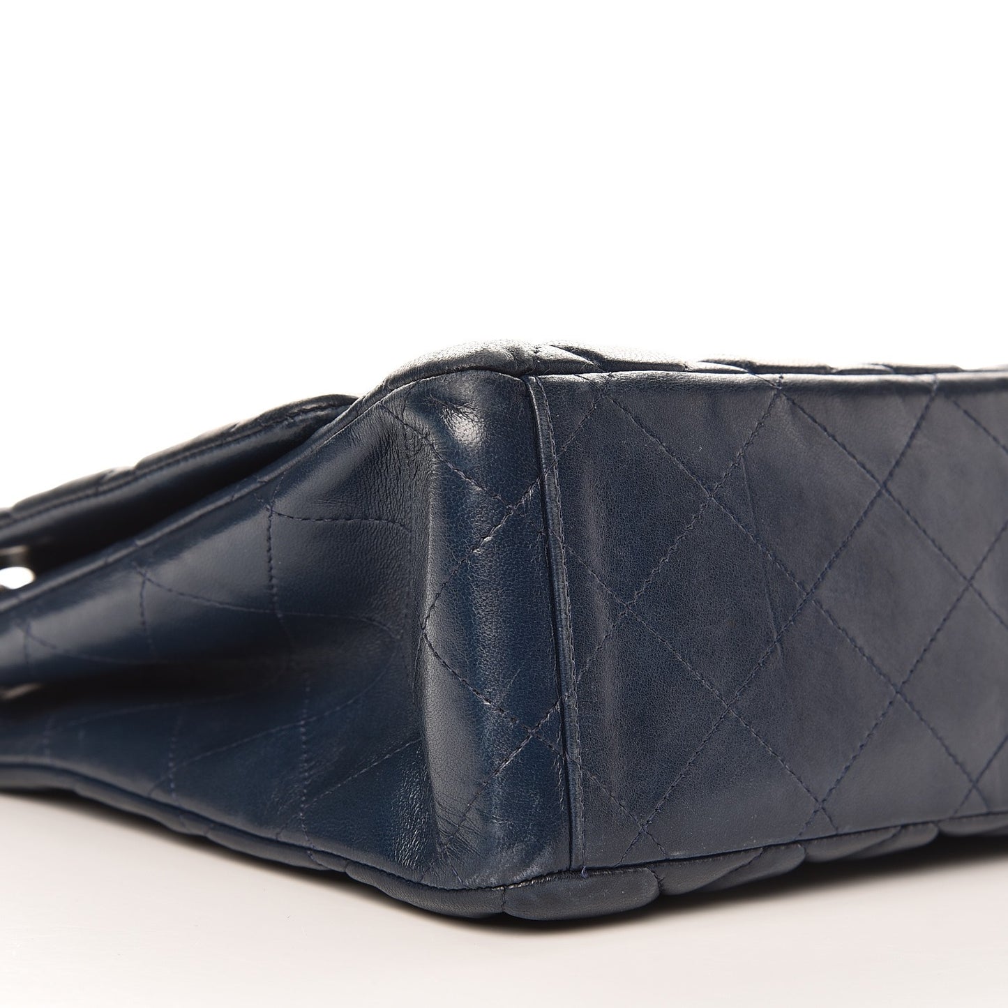 Lambskin Quilted Maxi Single Flap Navy