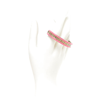 Chanel Metal Enamel CC Cuff Bracelet S Gold Pink 2 of 5