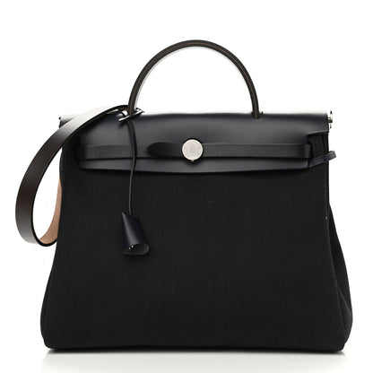 Hermes Military Toile Vache Hunter Herbag Zip Retourne 31 PM Blue Indigo 3 of 11