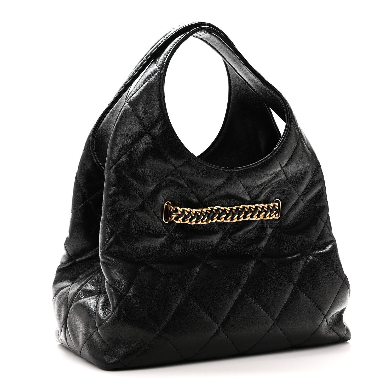Chanel Shiny Lambskin Quilted CC Belt Shopping Bag Black 3 of 9