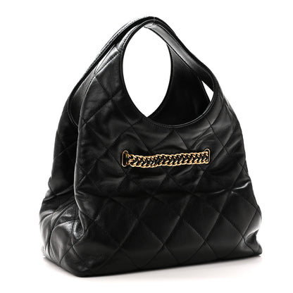 Chanel Shiny Lambskin Quilted CC Belt Shopping Bag Black 3 of 9