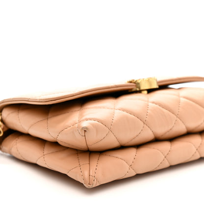 Chanel Crumpled Calfskin Quilted Braided CC Flap Beige 10 of 12
