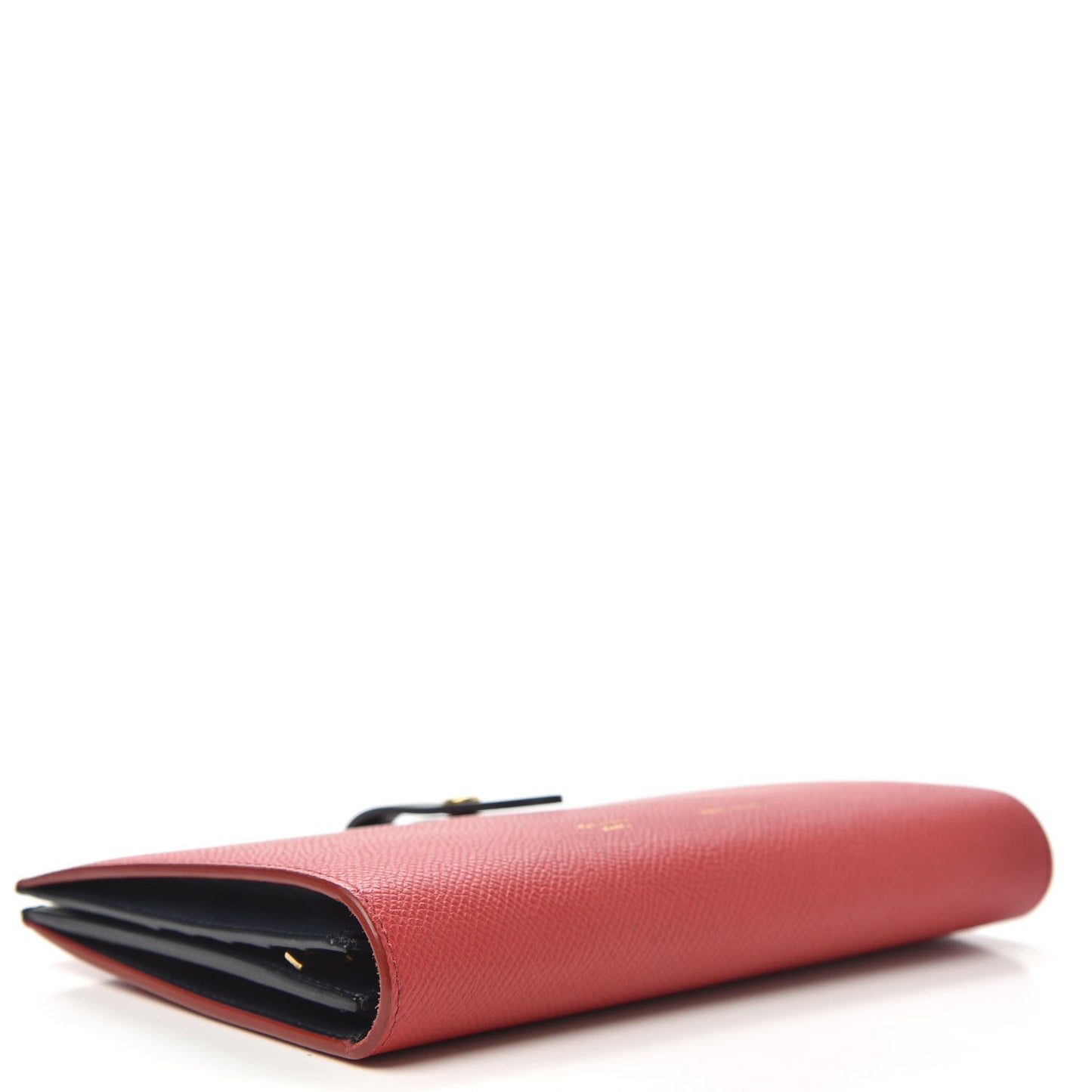 Grained Calfskin Large Multifunction Strap Wallet Coquelicot