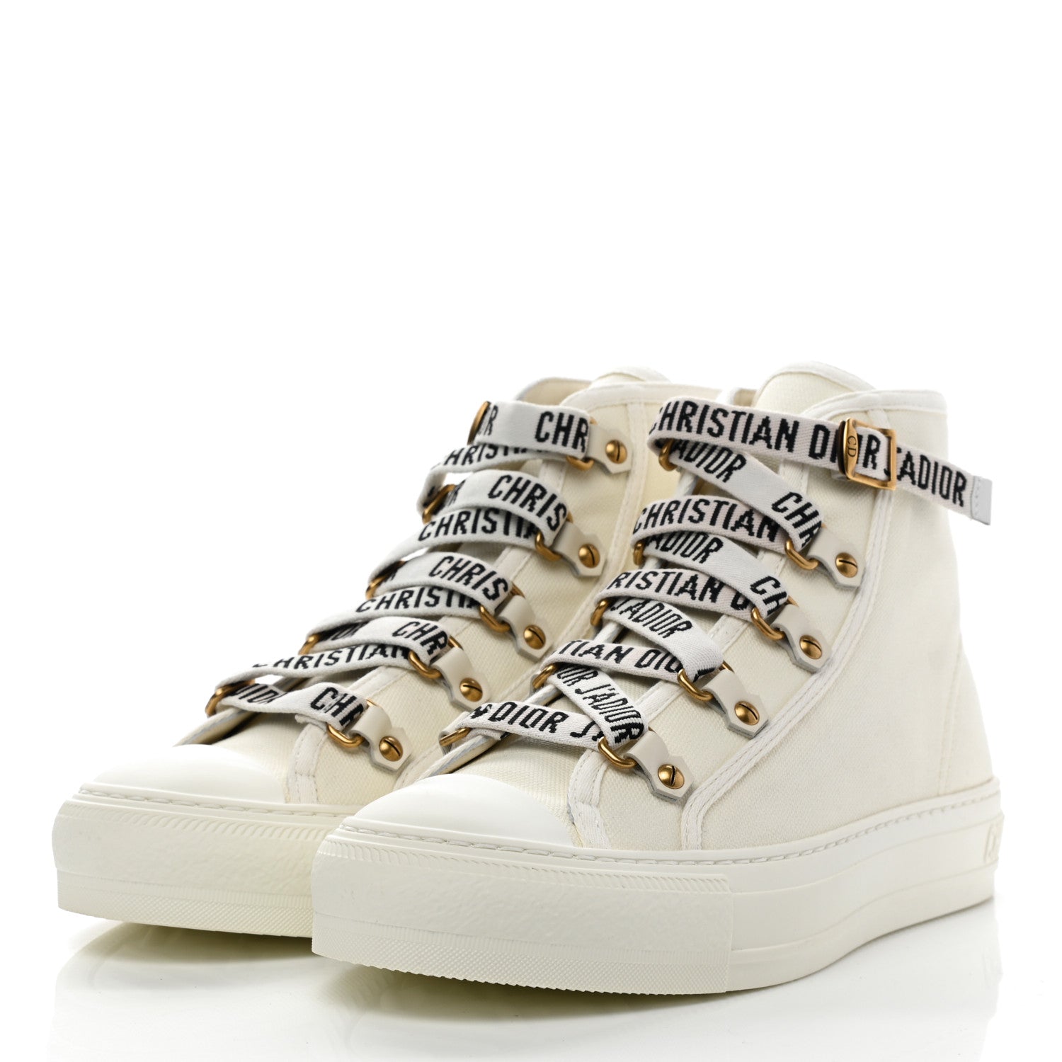 Christian Dior Technical Mesh Calfskin Womens Walk'N'Dior High Top Sneaker 38.5 Milk 3 of 9