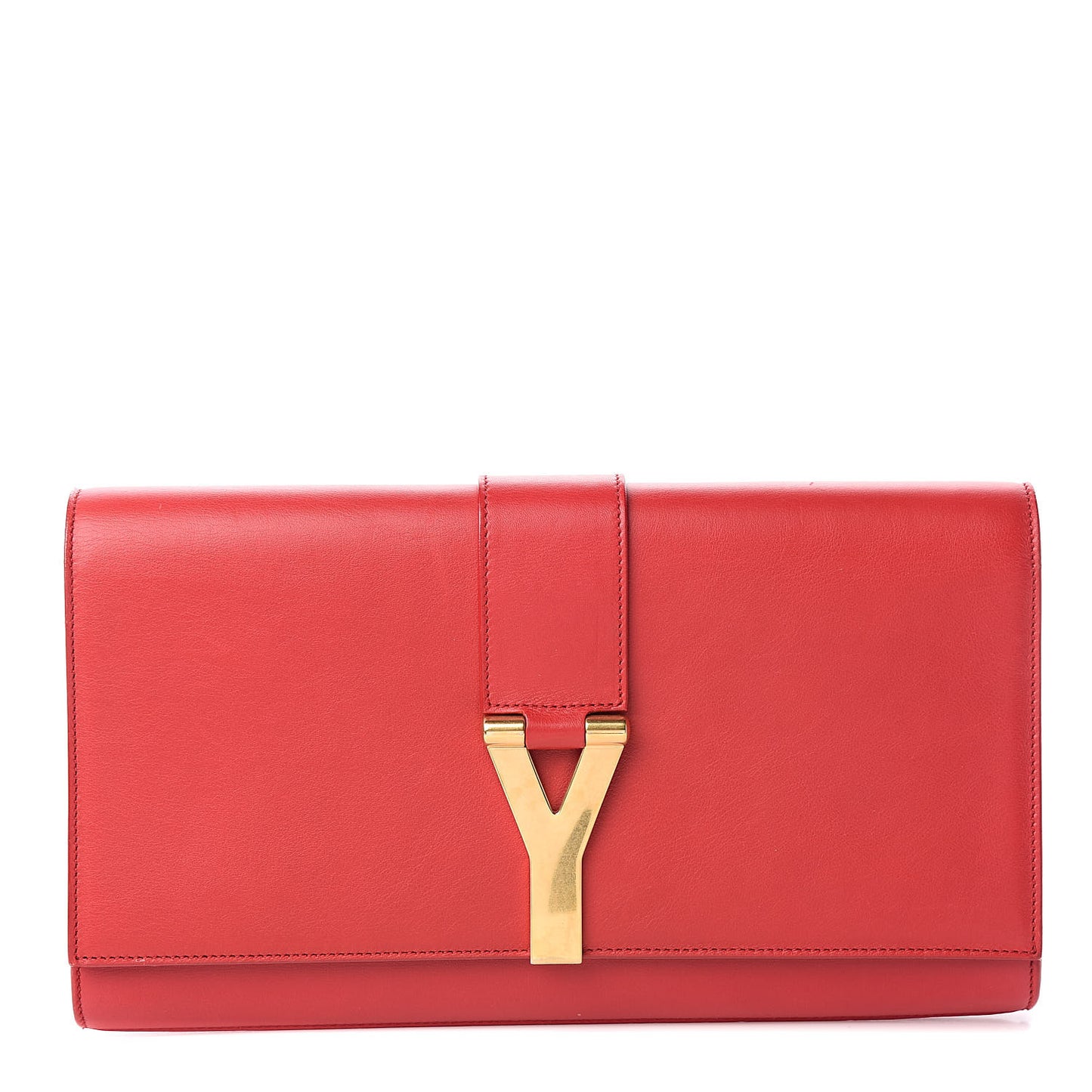 Calfskin Classic Y Ligne Clutch Red