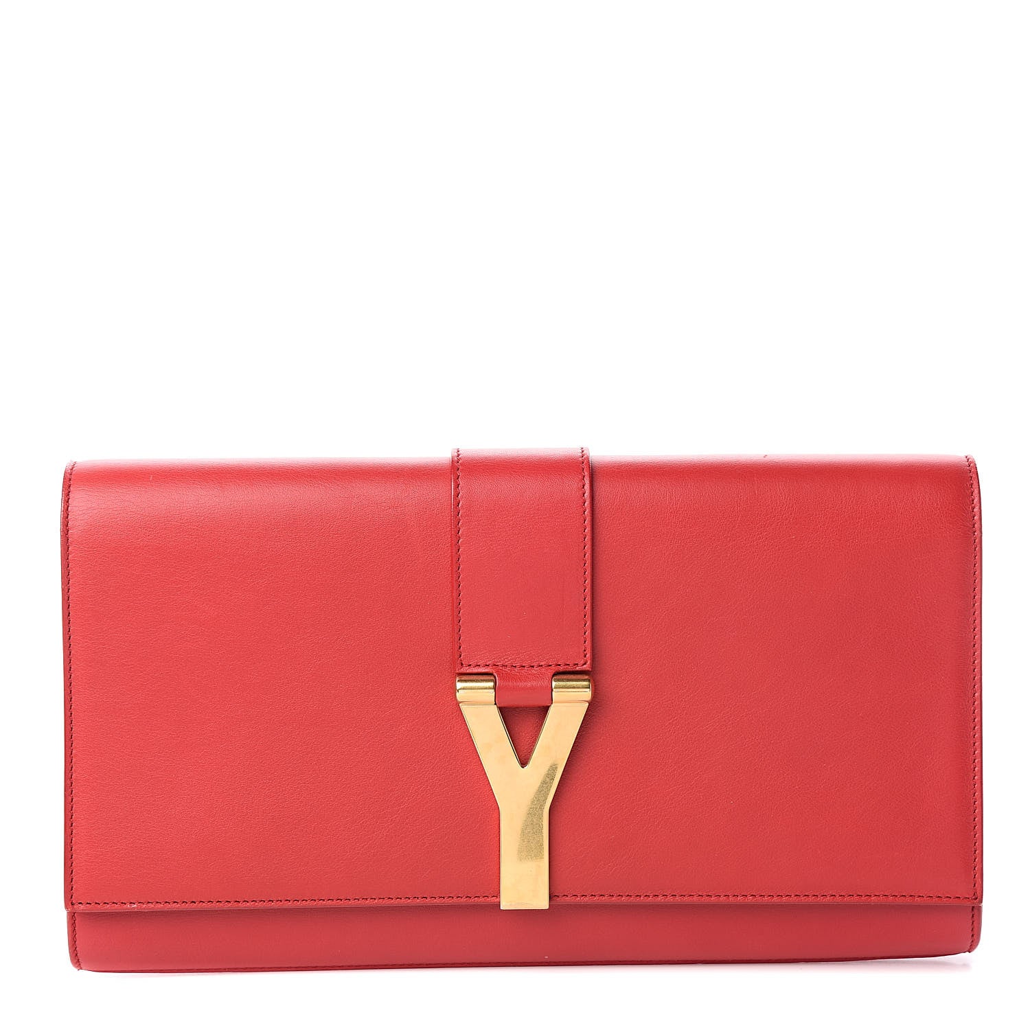 Saint Laurent Calfskin Classic Y Ligne Clutch Red 1 of 7