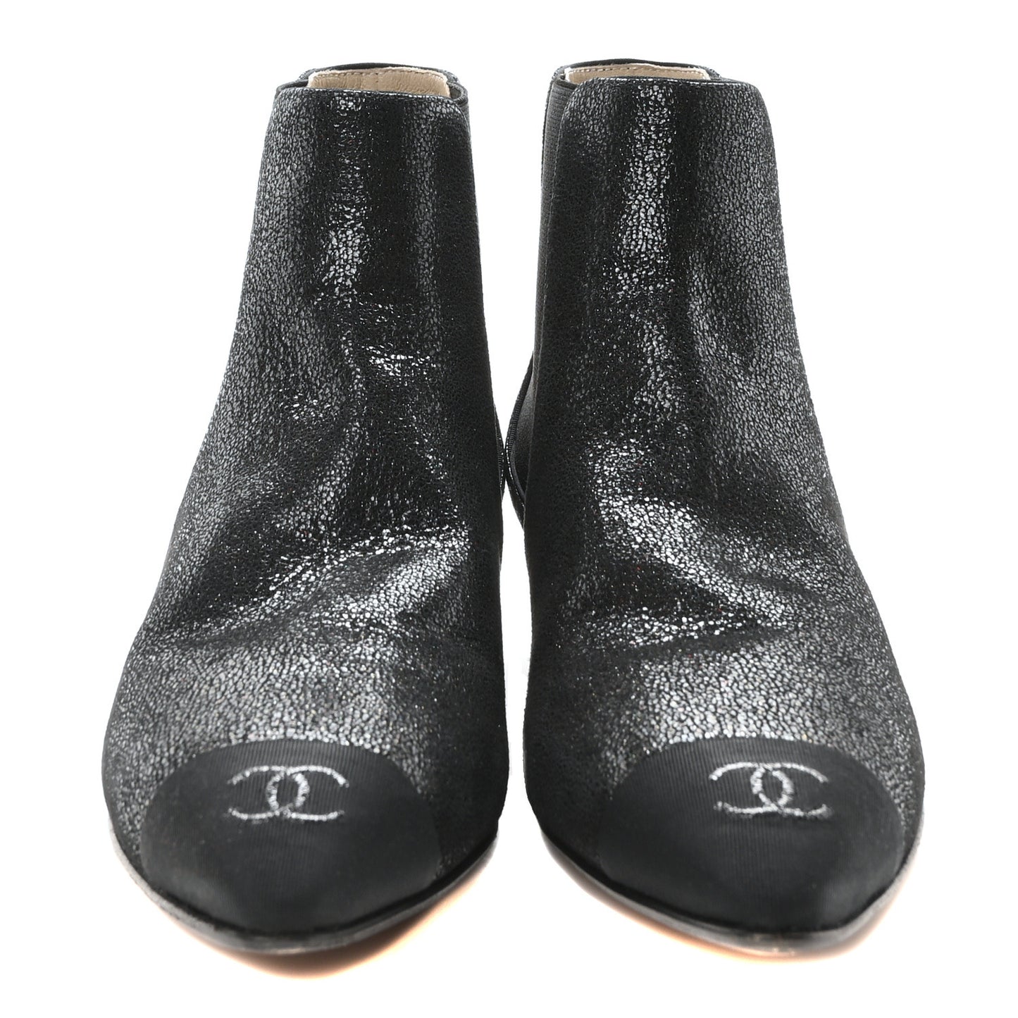 Goatskin Grosgrain Cap Toe Short Boots 37 Black