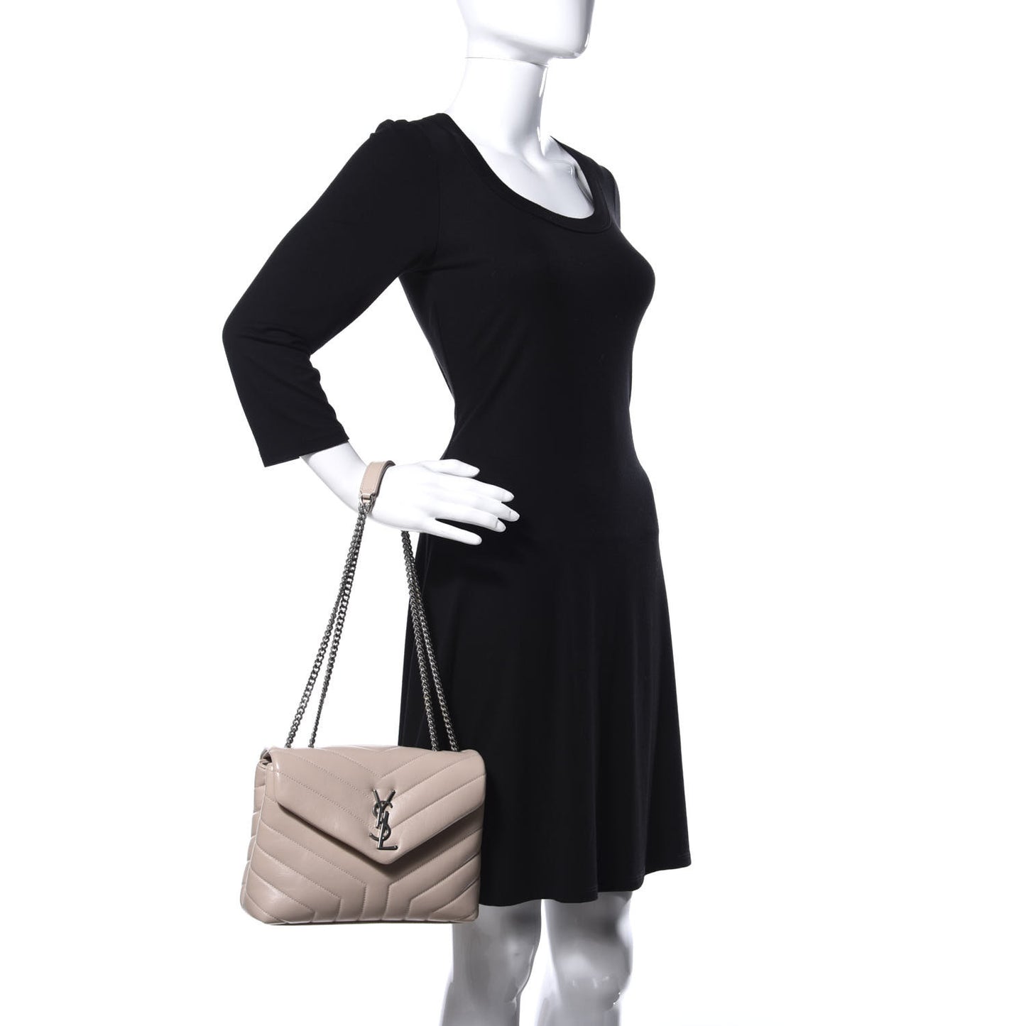 Calfskin Y Quilted Monogram Small Loulou Chain Satchel Rose Antic
