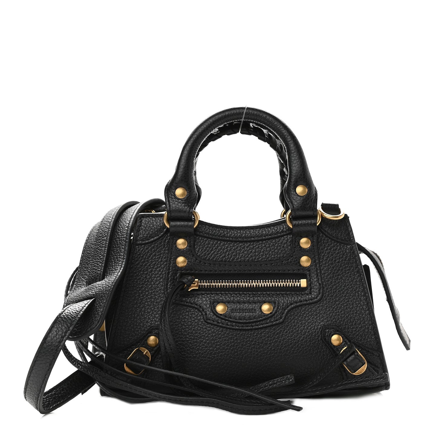 Grained Calfskin Neo Classic Gold Hardware Nano City Crossbody Black