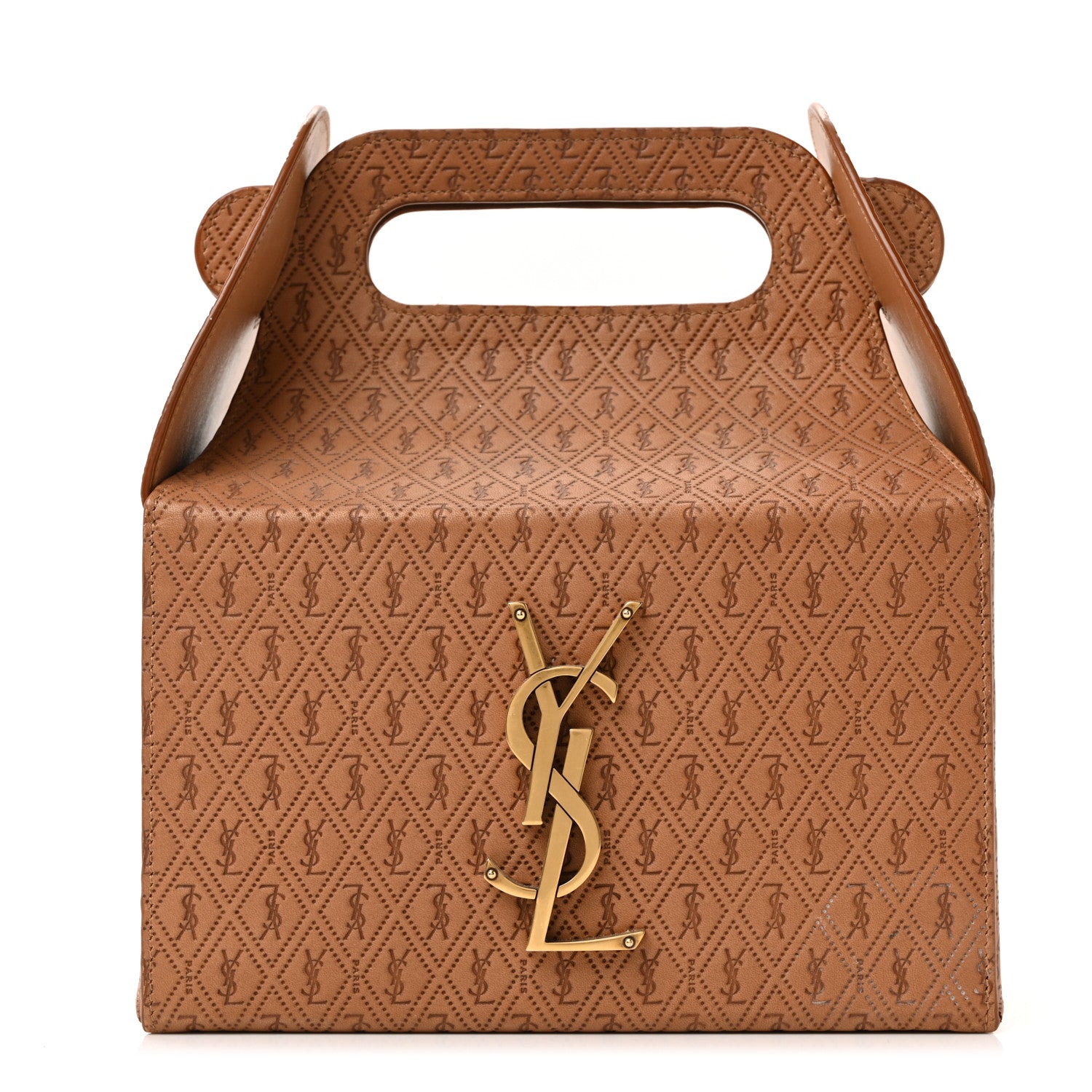 Saint Laurent Calfskin Monogram Take Away Box Dusty Vintage Brown Gold 1 of 12