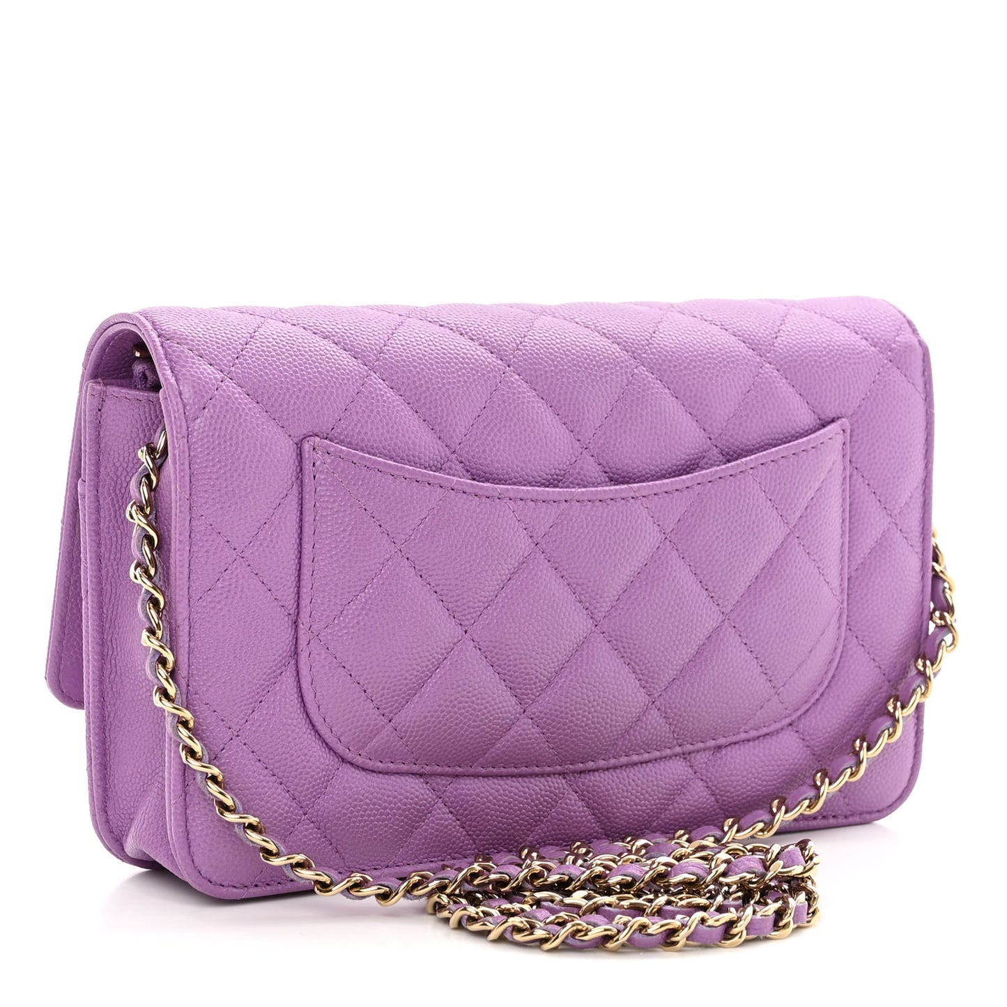 Caviar Quilted Wallet On Chain WOC Purple