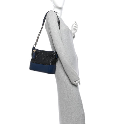 Chanel Aged Calfskin Quilted Medium Gabrielle Hobo Black Navy 2 of 10