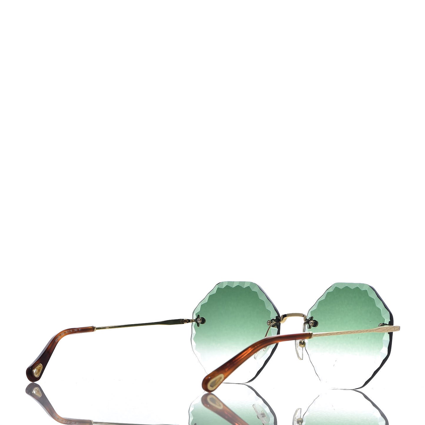 Rosie Bevelled Round Sunglasses CE142S Gold Gradient Green