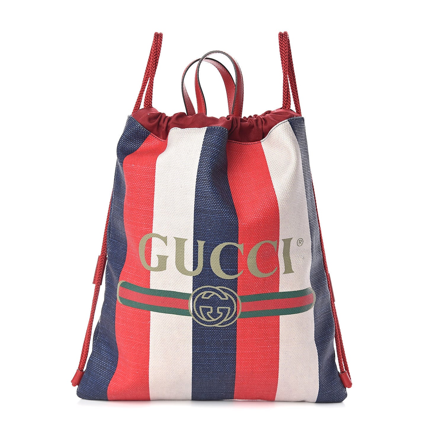 Canvas Logo Sylvie Stripe Drawstring Backpack Red