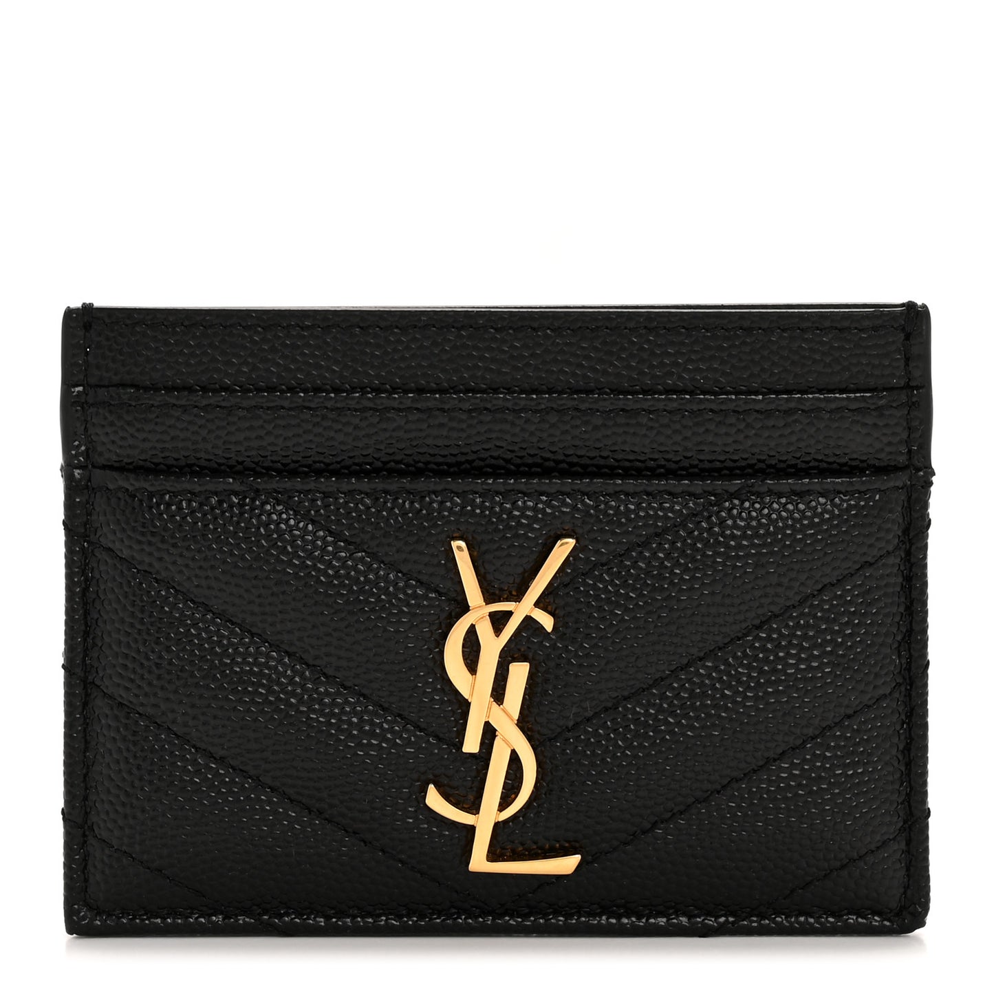 Grain De Poudre Matelasse Chevron Monogram Credit Card Case Black