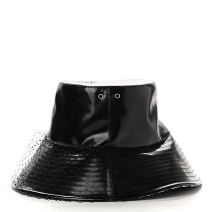 Christian Dior Patent Teddy-D Bob Bucket Hat with Veil 56 Black 4 of 8