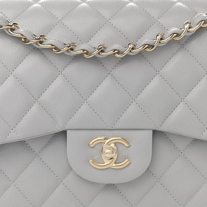 Chanel Caviar Quilted Jumbo Double Flap Light Grey 7 of 8