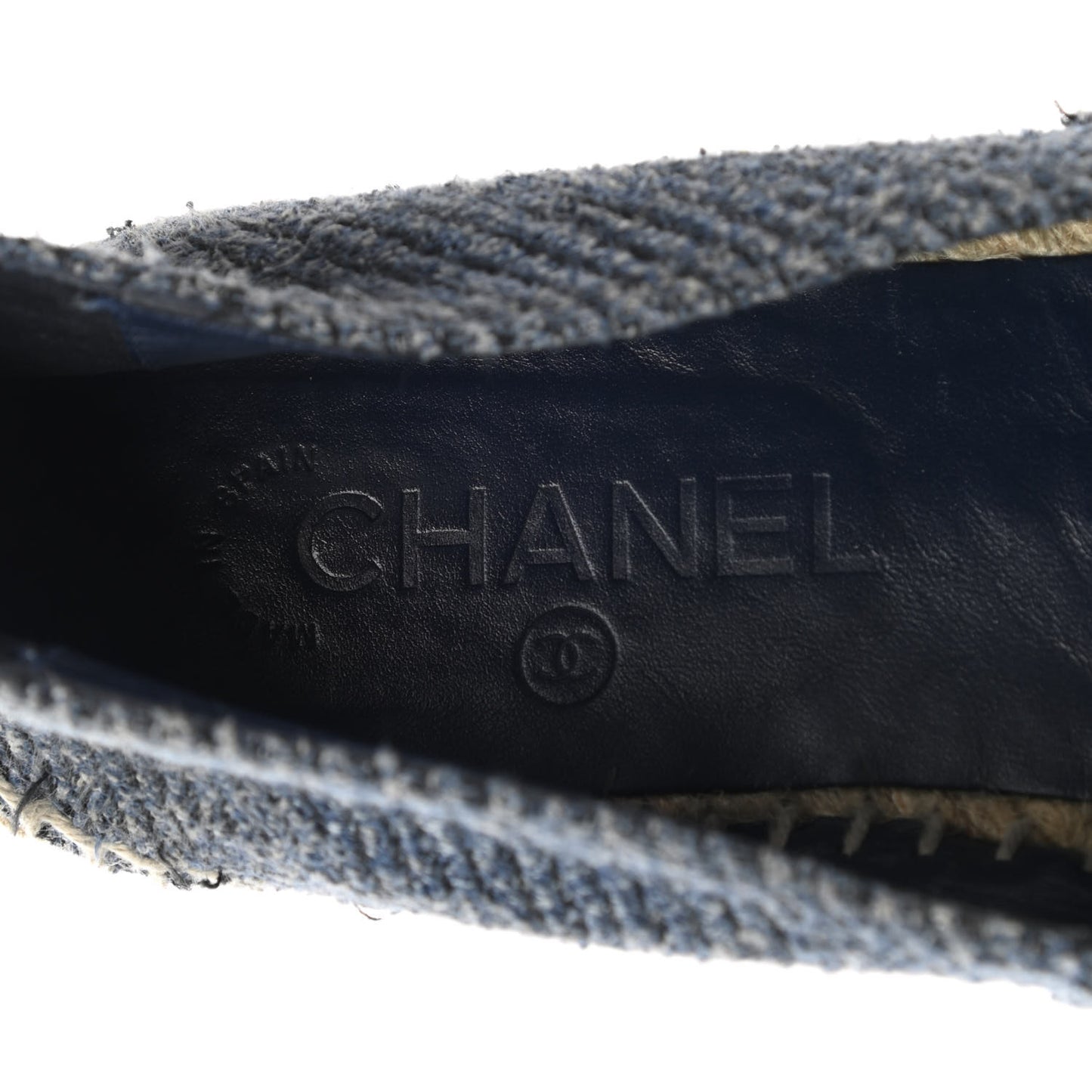 Cotton Tweed CC Espadrilles 38 Blue Ecru Black