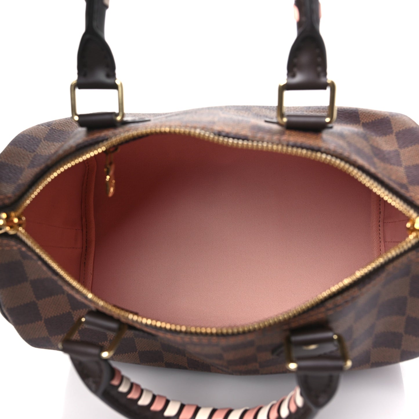 Damier Ebene Braided Speedy Bandouliere 25 Pink
