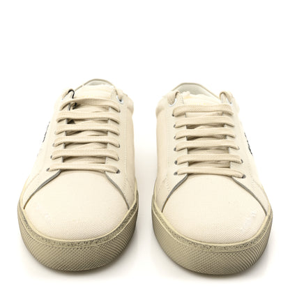 Saint Laurent Distressed Canvas Court Classic Sneakers 39 Panna 3 of 11