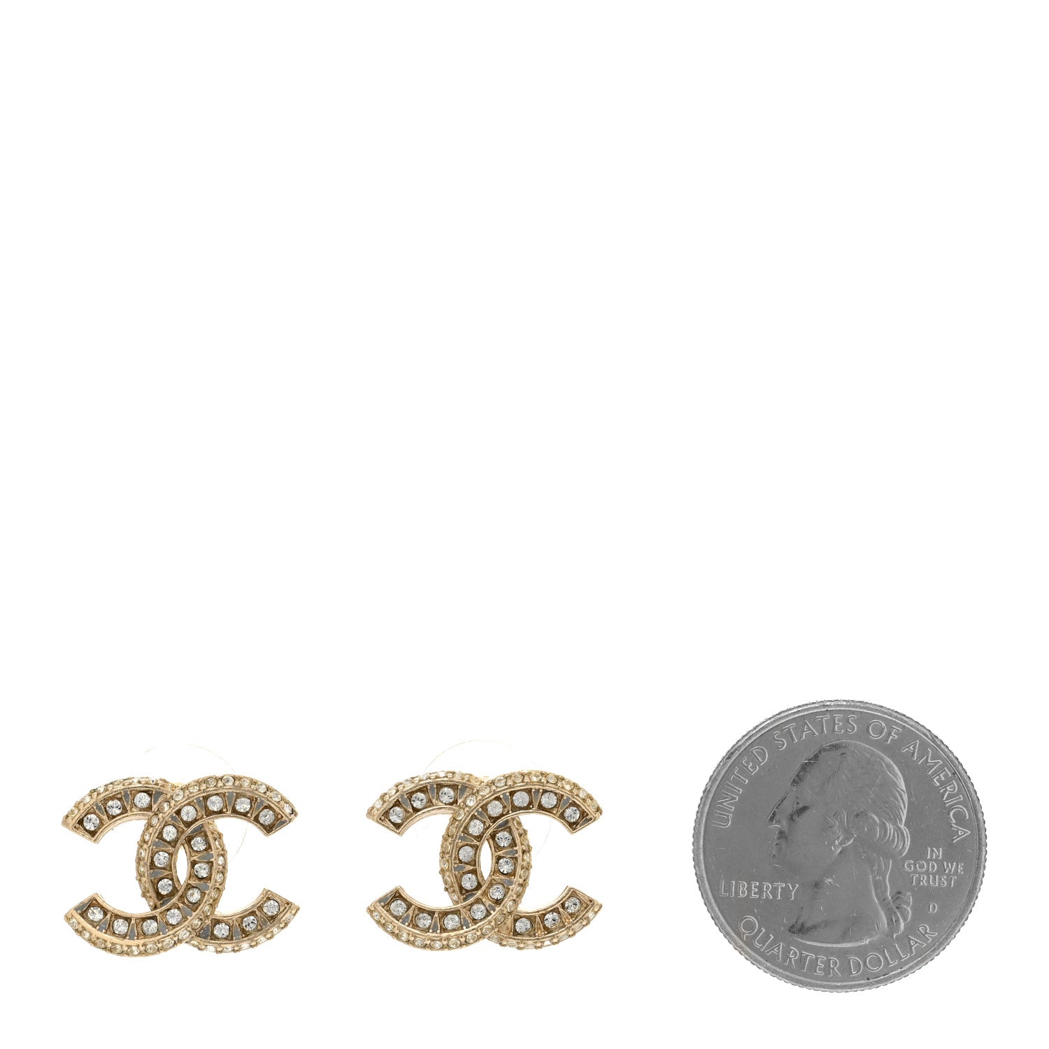 Chanel Crystal Timeless CC Earrings Light Gold 2 of 6