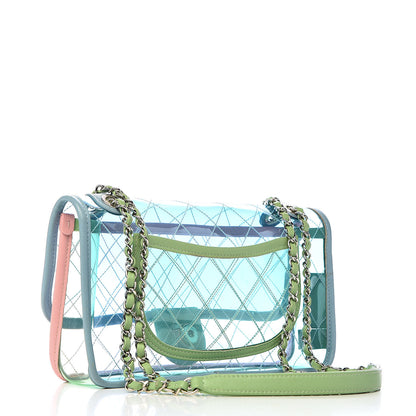 Chanel Lambskin PVC Quilted Medium Coco Splash Flap Blue Green 3 of 10
