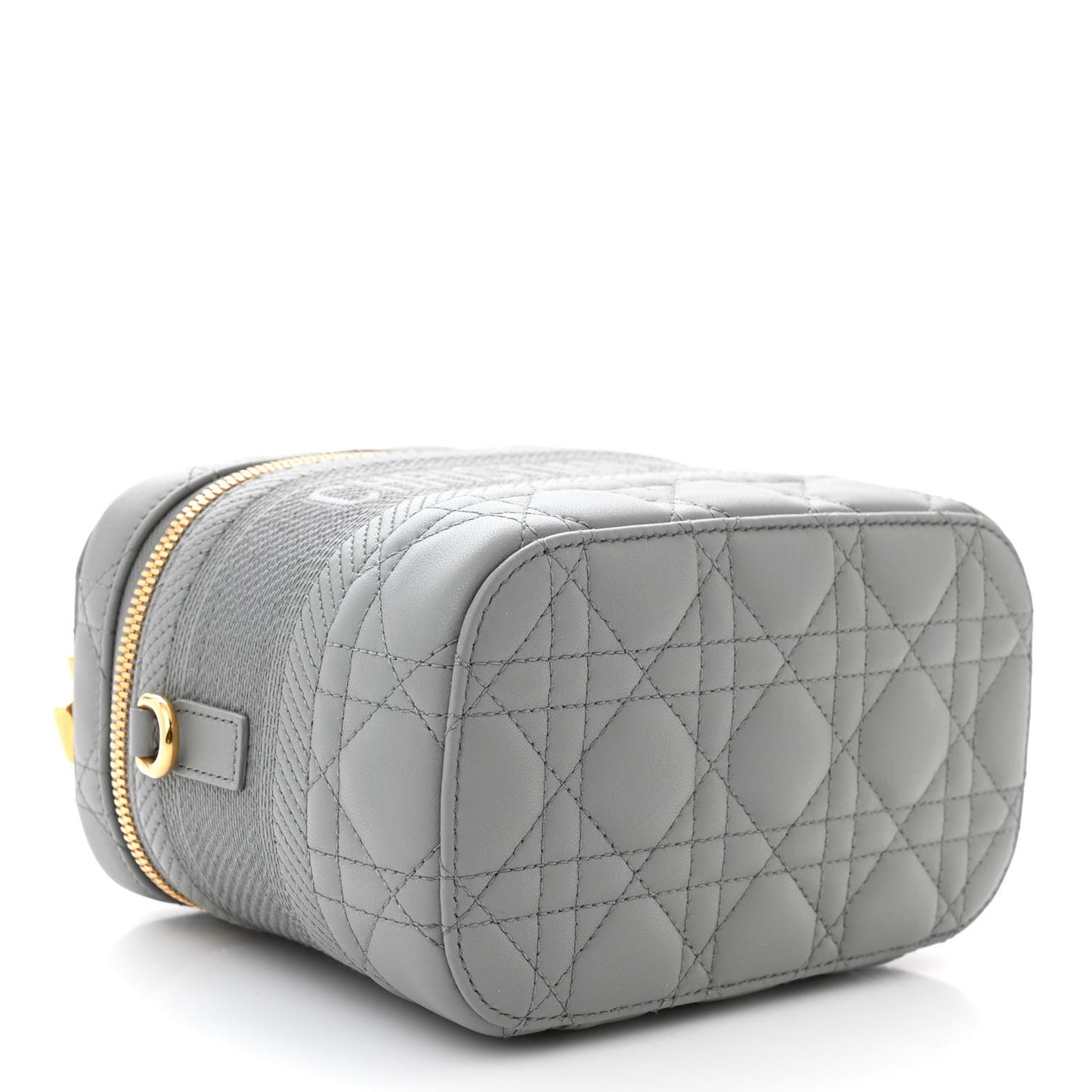 Lambskin Cannage Small Diortravel Vanity Case Grey