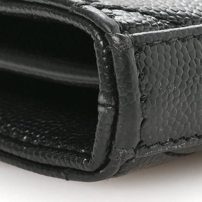 Saint Laurent Grain De Poudre Matelasse Chevron Monogram Chain Wallet Black 8 of 10