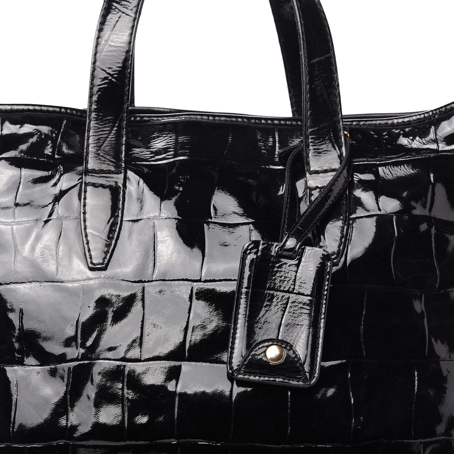 Saint Laurent Patent Crocodile Embossed Raspail Tote Black 10 of 13
